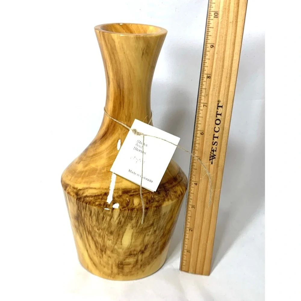 Artisan Signed Aspen Wood Vase Colorado Made USA Hand Turned Gary Duncan‎